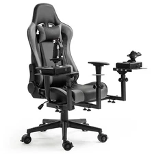 Hottoby Flight Simulator Stand with Gray Seat Fits Logitech X52 X56 Thrustmaster