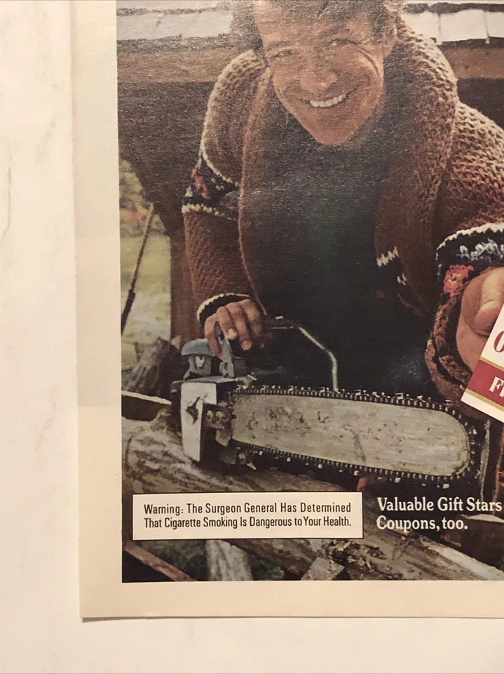 1973 Old Gold Cigarettes PRINT AD Sweater Chainsaw VTG 1970s Have One of Mine - Image 4 of 4