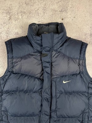Nike Vintage 90s Mens Down Puffer Vest Jacket Navy Blue size S | eBay