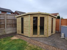 10x10 CORNER HOUSE SUMMERHOUSE GARDEN ROOM OFFICE HEAVY DUTY TANALISED TREATED .
