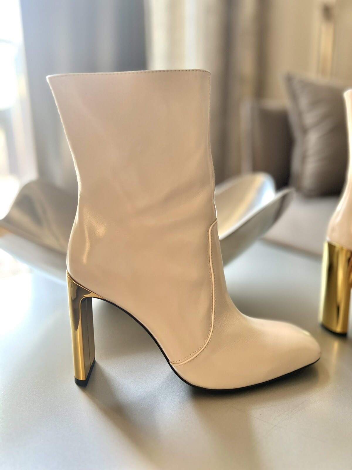 SAINT LAURENT stivaletti stivaletti stivali in pelle 37 pelle vera pelle stivali crema