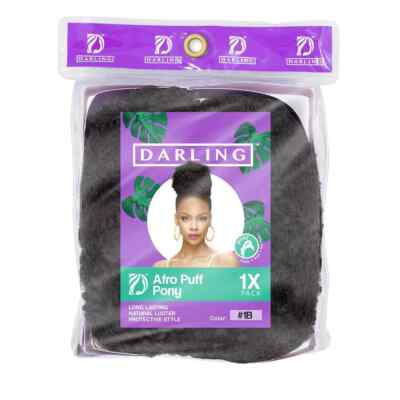 1 pcs Darling afro puff pony #1B 8.7''  Synthetic Hair Med Loc extension