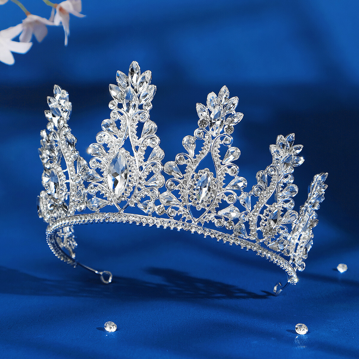 Corona Nuziale Con Strass - Diadema Sposa Bianco Con Cristalli - Tiara Per Matrimoni E Feste - Foto 2