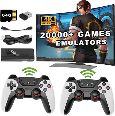 Wireless 4K HDMI Videospielkonsole 35000+Spiele TV Stick 64G+ 2 Gamepad 64G