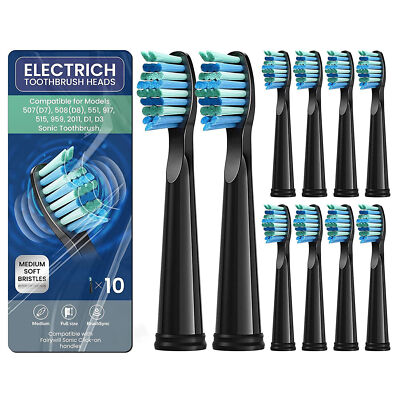 10 Brushes Electric Tooth Brush Heads Replacements Action for Fairywill 507/d1