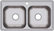 Equal Double Bowl Drop-in Stainless Steel Sink 33 x 19 x 6.4375"