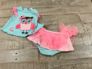 Girls Starting Out outfit size 3 months sleeveless multicolor w/owl 