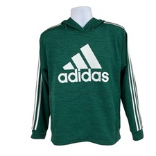 Adidas Youth Pullover Hoodie Green Size XL Original Logo Striped Sleeve Pocket