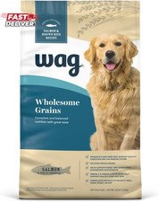 Amazon Brand - Wag Wholesome Grains Dry Dog Food with Salmon and Brown Rice, 30