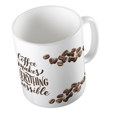 Kaffeetasse Coffee makes everything possible Kaffeebohnen Keramik Tasse Weiß Ges