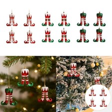 4 Pieces Christmas Elf Leg Ornaments Holiday Party Fun Santa Leg Decor Christmas