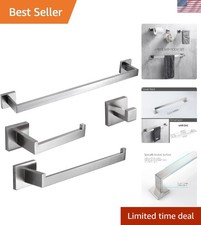 Durable 4-Piece Bathroom Accessories Set with Wall-Mounted Brushed Nickel Finish
