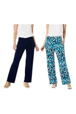 Nina Leonard Women's 2-pack Straight Leg Pant w Pockets Navy/NavyMlti