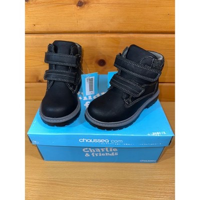 Charlie & Friends Jungen Stiefeletten schwarz Touchverschluss UK 6,5-7 EU24