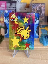 1998 Vintage Pocket Monsters Prism Sticker - Pikachu, Stars - Glitter Pattern