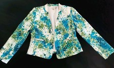 Tahari Arthur .S. Levine Multi-Colored Floral Blue White Patterned Blazer Sz 6P