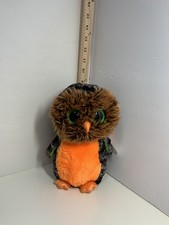 Ty Beanie Boos - "Midnight" the Halloween Owl Green Glitter Eyes 6" Plush NWT