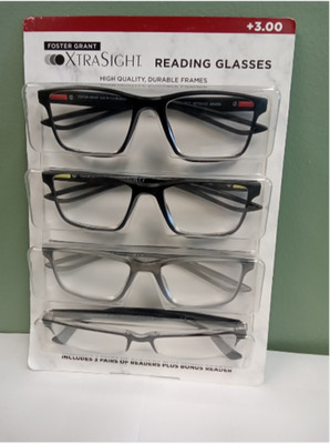 XtraSight by Foster Grant Reading Glasses 4846A-C + Pete (4 Pack)