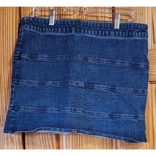New York  Company Denim Mini Skirt Size 8 Zip Back Stretch Jean Skirt