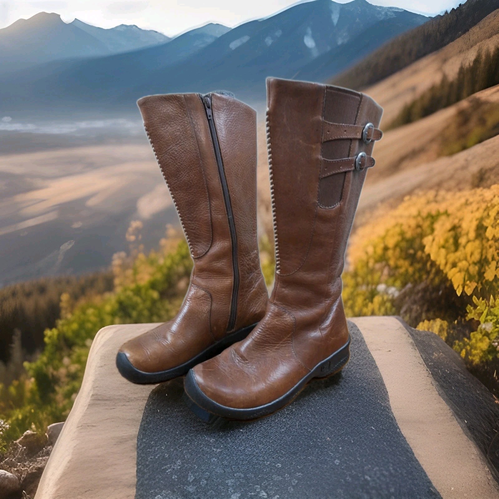 Stivali Keen Bern Baby Bern donna 6 5 pelle marrone alti al ginocchio fibbia equitazione