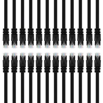 (50 Pack) 2 Feet Cat5e Ethernet Patch Cable - Computer LAN Network Cord, Black