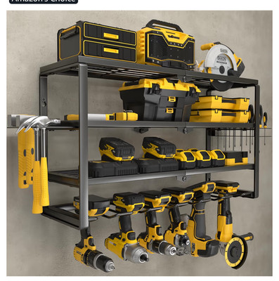 YYR 4 Layer Power Tool Organizer Wall Mount, Cordless Drill Hanger Storage Rack,