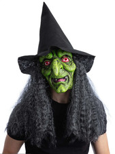 Green Wicked Witch Latex Mask Adults Halloween Fancy Dress Witches Mask Ladies