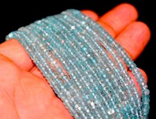 AAA Sky Apatite Faceted Rondelle Beads, 4mm