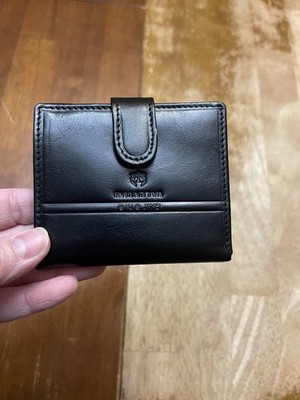Valentini Vera Pelle Black Leather Wallet 5x4 Credit Card Coin Made in Italy