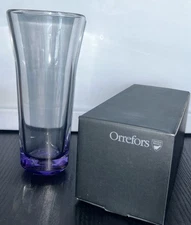 ORREFORS Karl Lagerfeld Art Glass  Violet Tre Vase 9.5" by Karim Rashid Sweden