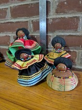 Vintage Seminole Native American Indian Palmetto Fiber Beads Dolls