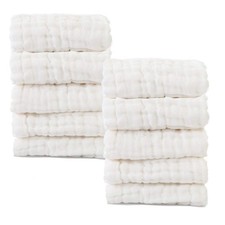 Baby Muslin Washcloths- Natural Cotton Wipes - Soft Newborn Face Towel for Se...
