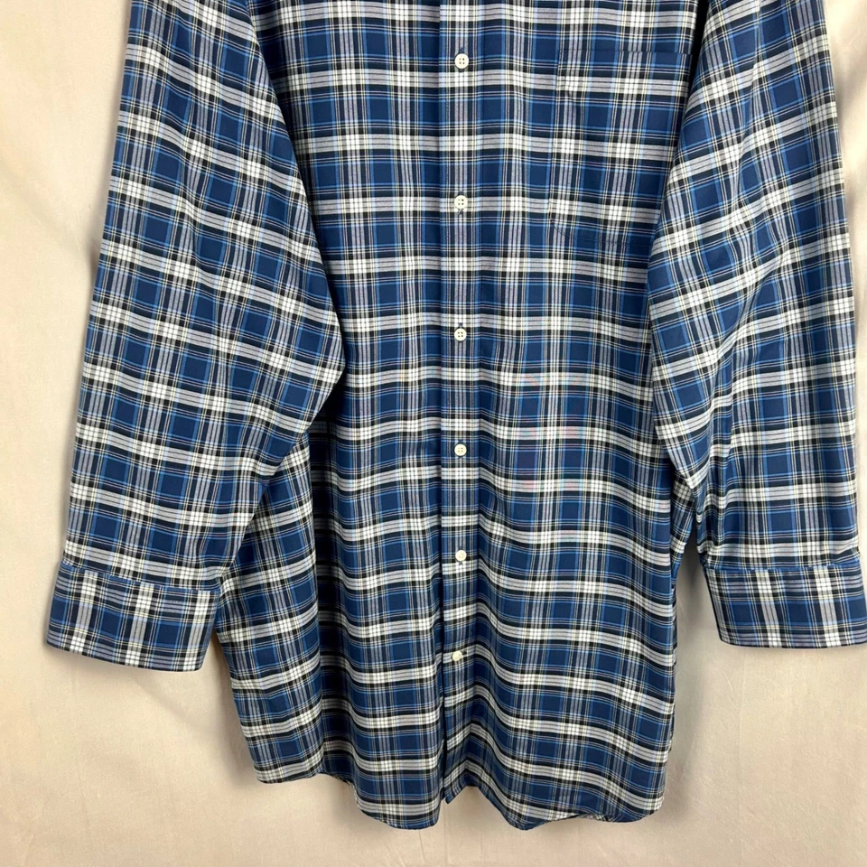 Camisa masculina Lands End ajuste tradicional Supima sem ferro manga longa xadrez botão para baixo - Imagem 4 de 4