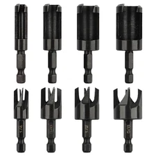8 Pack Wood Plug Cutter Drill Bit Set, Straight and Tapered Taper Cutting Tool 1