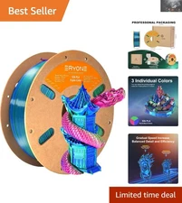 High Compatibility Silk PLA Filament - Tri-Color 1.75mm, 1KG for Flawless Prints