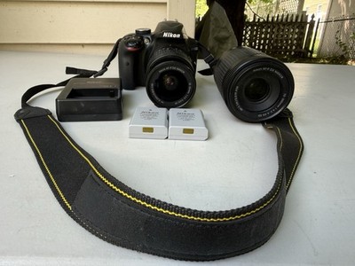 Nikon D3400 DSLR Camera w/18-55mm 70-300mm Lens With Batters and Charger