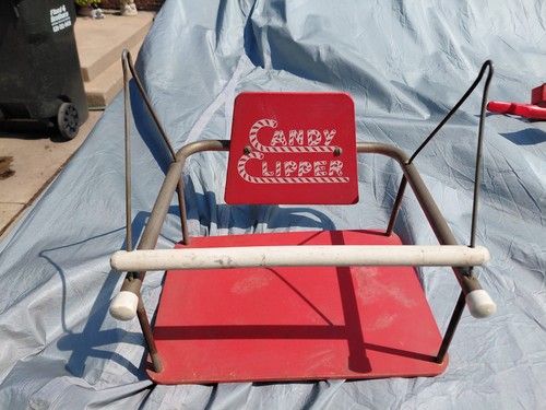 Vintage Child's Candy Clipper Wood Swing Red Metal Frame