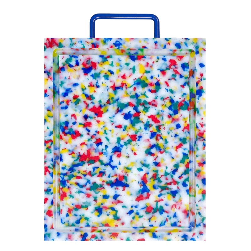 Ollia. Confetti Recycled Plastic Cutting Board with Deep Juice Groove,