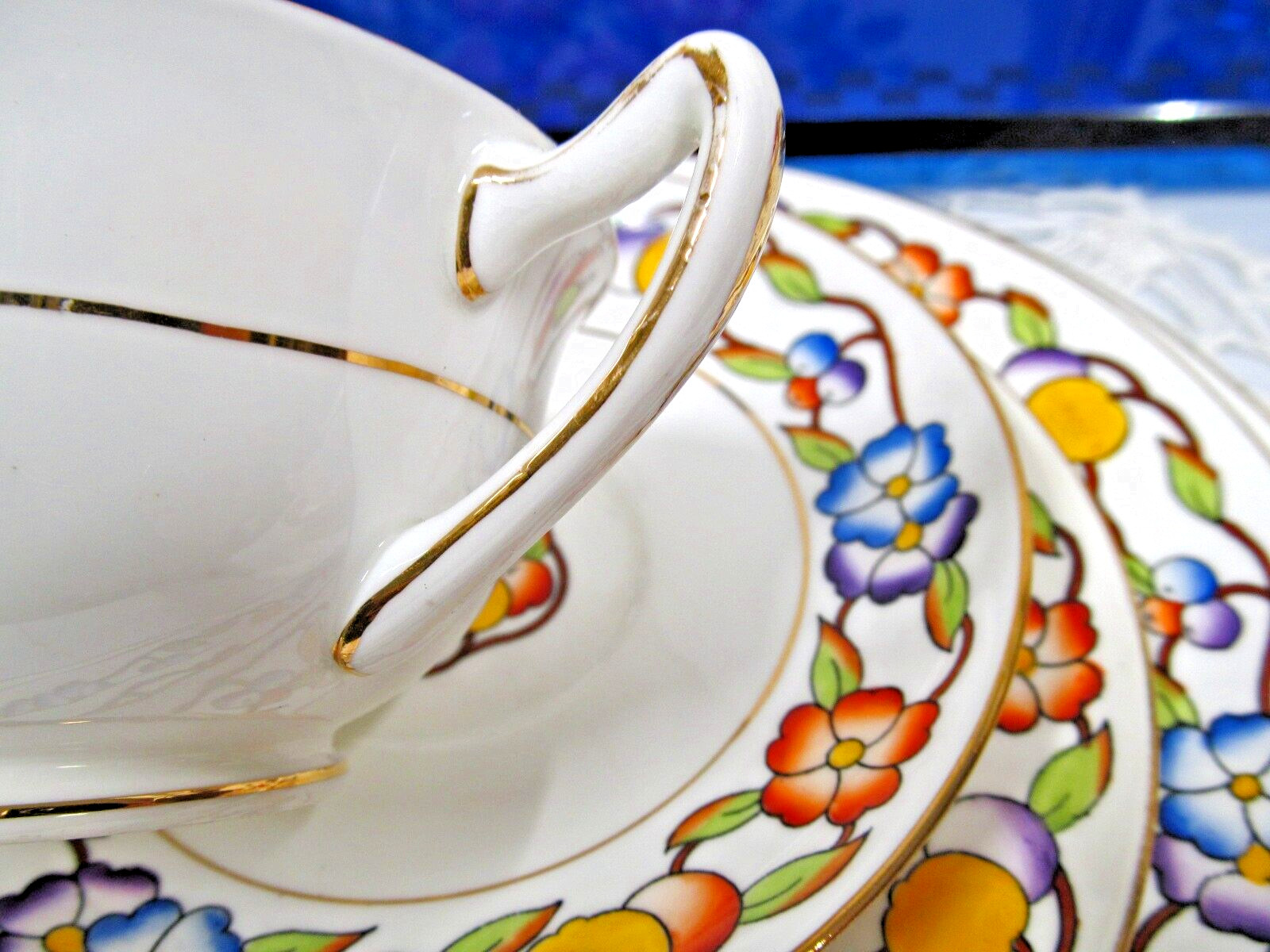 Star Paragon 1918 tea cup and saucer trio  Boston pattern painted teacup