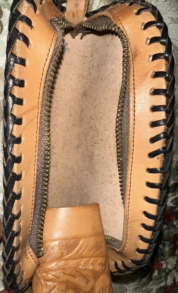 Estuche para gafas pequeño de cuero para herramientas billetera cremallera única vintage Foto 4 de 4