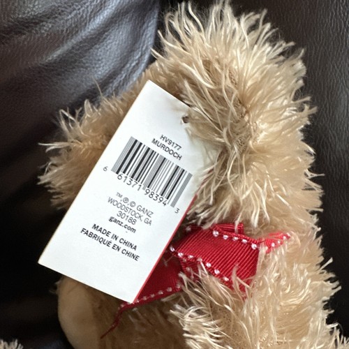 Ganz Murdoch Tan Plush 11” Classic Stuffed Animal Toy Red Bow new with tag - Picture 12 of 24