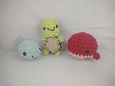 Handmade Crochet Soft Plushy Baby Whale Turtle And Fish