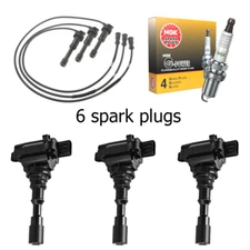 3x Ignition Coil & Wireset & 6 NGK Spark Plug Fit 2003-2006 Kia Sorento UF431