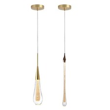 Pendant Light Fixture Warm White Water Drop Shaped Hanging Lamp Glass Pendant
