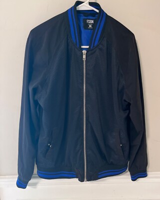 FSBN Mens Long Sleeve Black and Blue jacket mesh sports basketball baseball