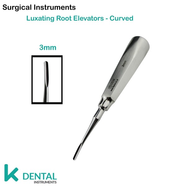 Dentales Extracción Elevadores Root Luxation Curva 3mm Tooth Loosening Elevators