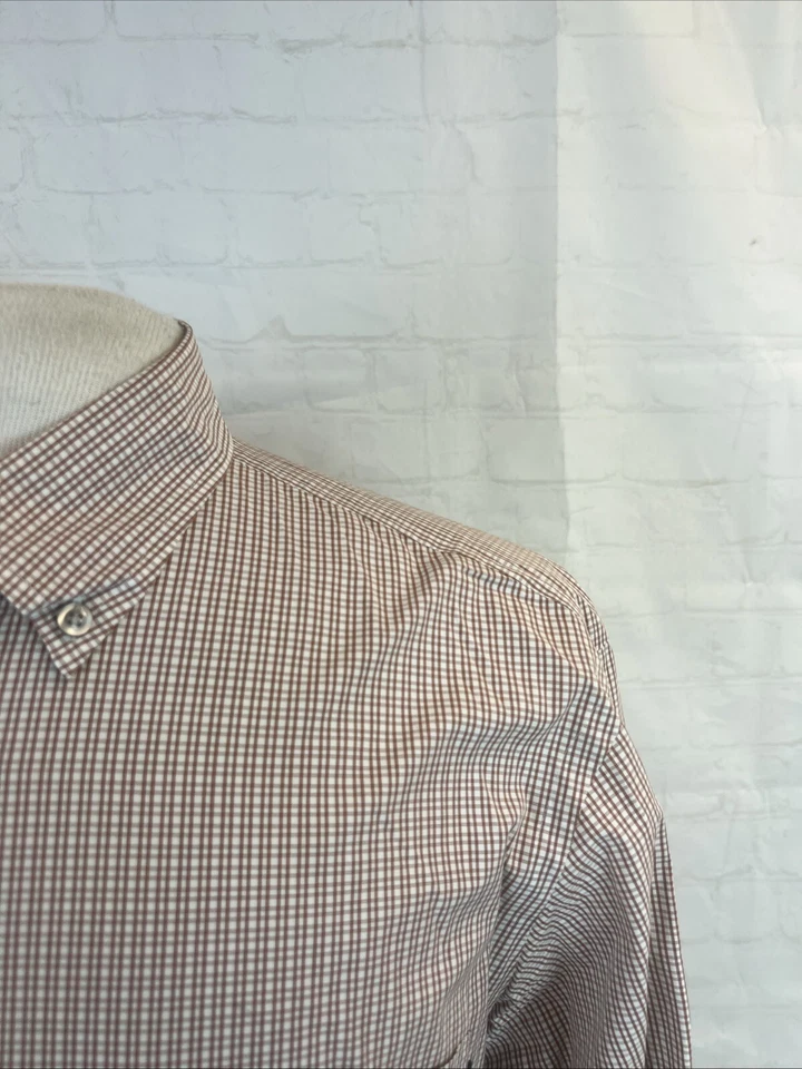 Мужская оранжевая коричневая клетчатая хлопковая сорочка Ermenegildo Zegna XL 295 долл. США - Изображение 2 из 4