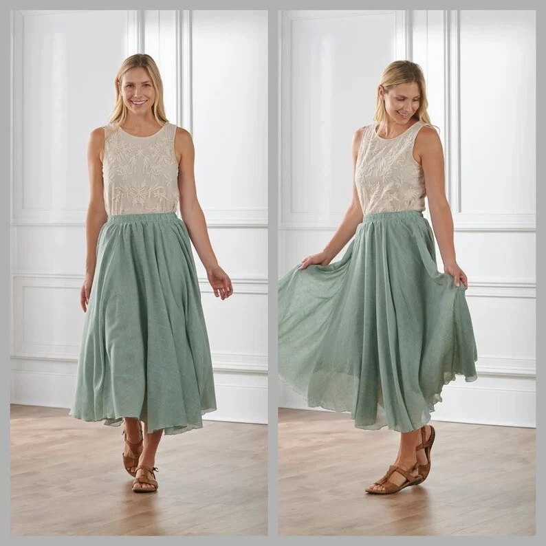 Indian Green Solid Cotton Skirt Women's Clothing skirt Girls Partywear skirt US