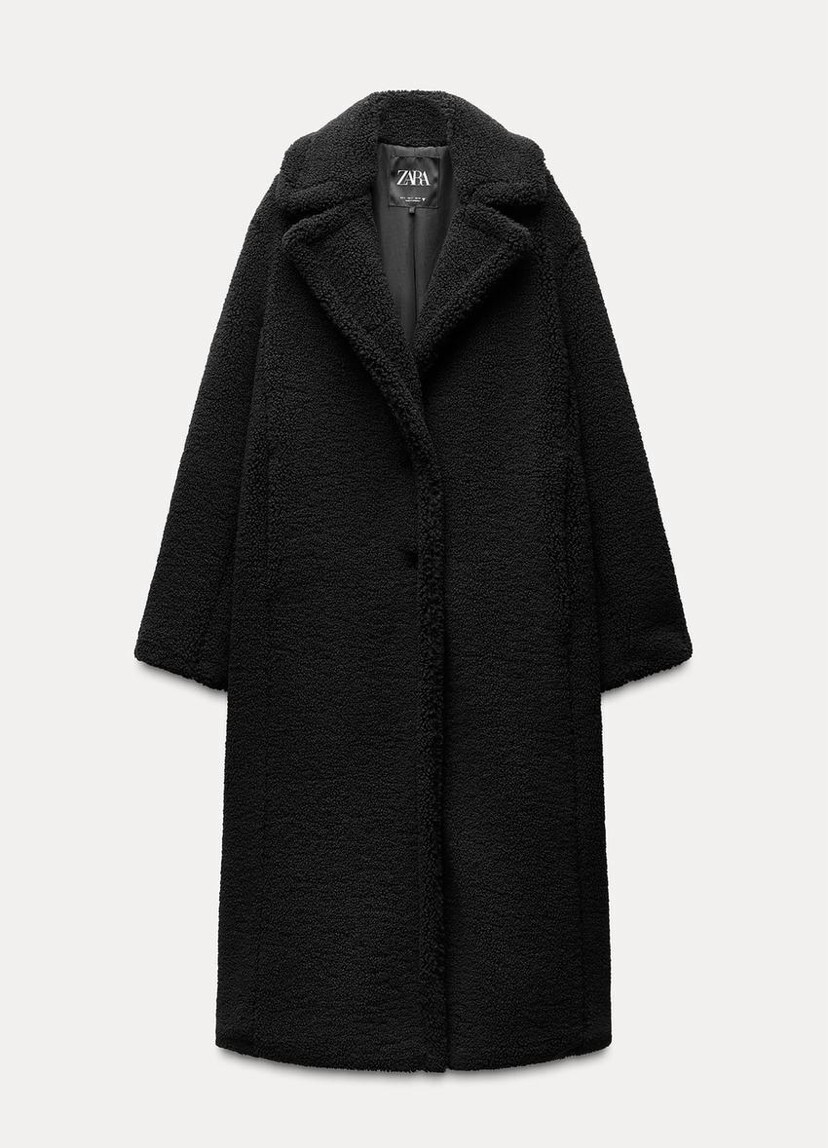 ZARA LONG FAUX SHEARLING COAT BLACK NEW FW24/25 SIZES XS-XXL REF