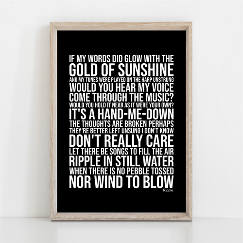Grateful Dead RIPPLE Song Lyrics Poster Print Wall Art eBay